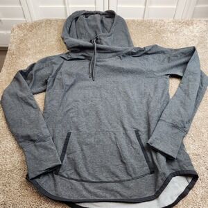 Athleta Womens Gray Heather Cowl Neck Pullover Hoodie Sweatshirt Thumbholes M